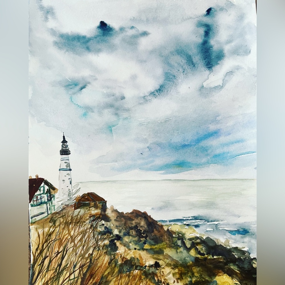 Portland Maine light house original watercolor painting